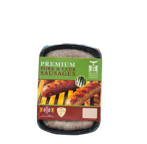 英國 British Premium 天然腸衣京蔥豬肉腸 (6條裝, 454g)