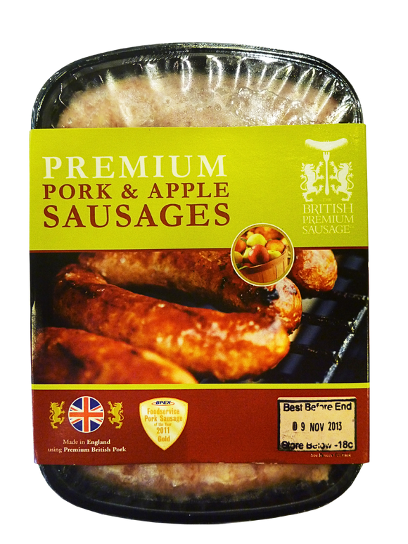 UK British Premium Natural Skin Pork & Apple Sausage (6 pcs, 454g)