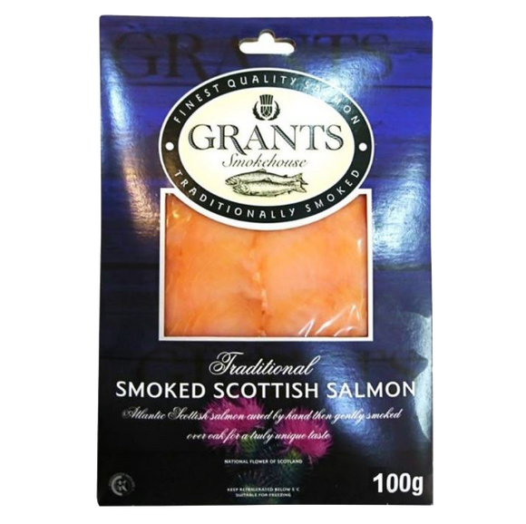 Scottish Grants Smoked Salmon Skinless Sliced 100g