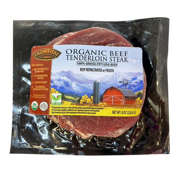 USA Frontiere Organic Grass Fed Tenderloin Steak 8oz