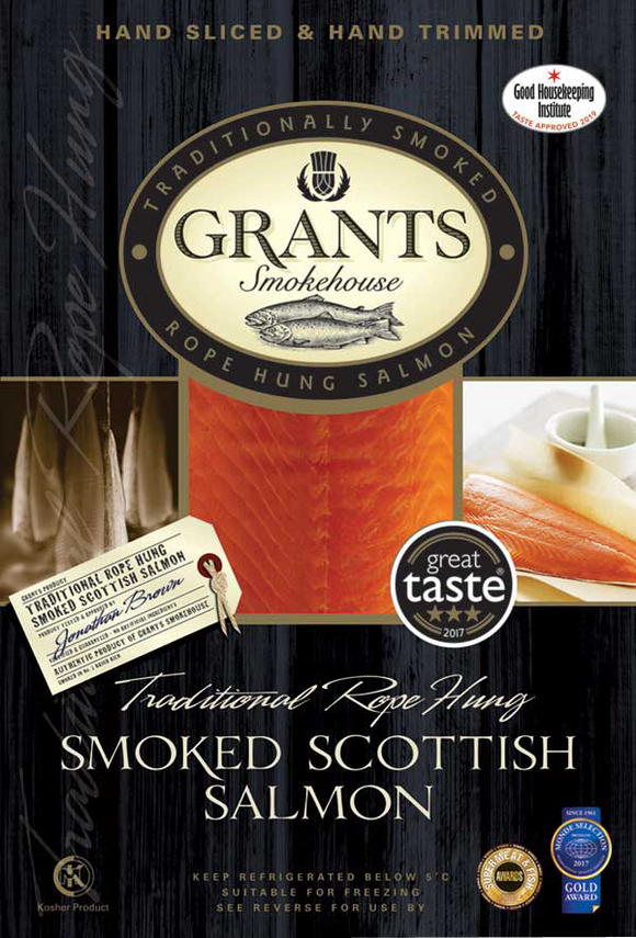 UK GRANTS Traditional Rope Hung Smoked Salmon Sliced  100g 