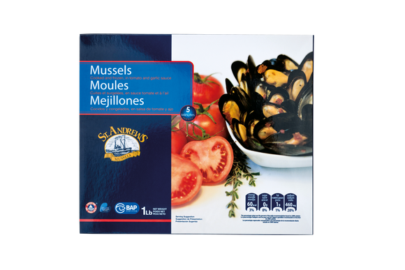 Chile St. Andrews Tomato & Garlic Whole Shell Blue Mussel (454g)